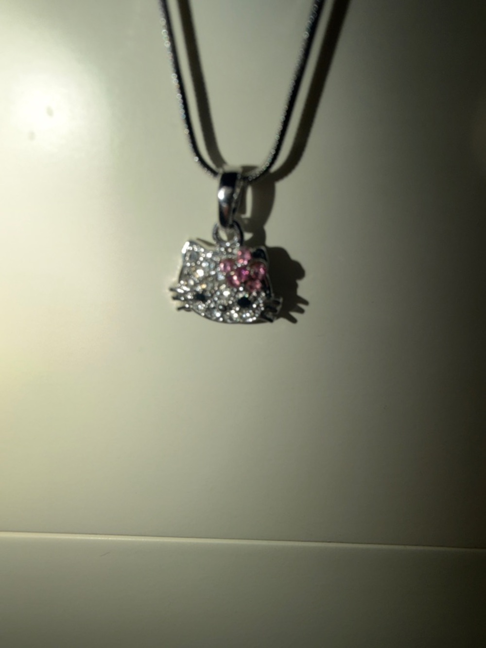 Hello Kitty Snake Chain Necklace! Sterling Silver and Rhinestone Studded.